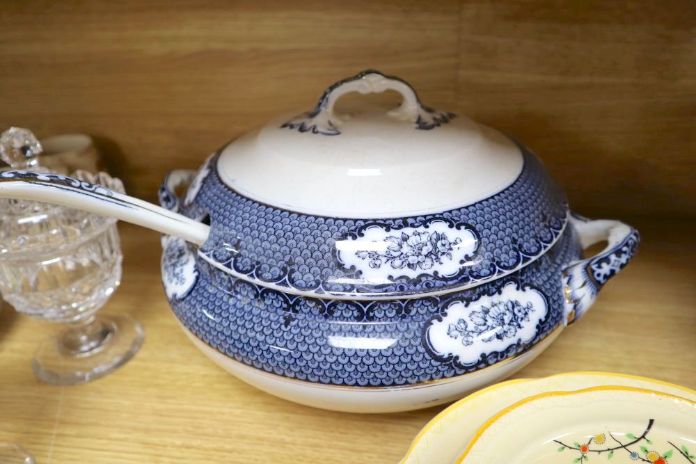 A pair of Coalport silver mounted coffee cans and saucers, together with other mixed ceramics and glass